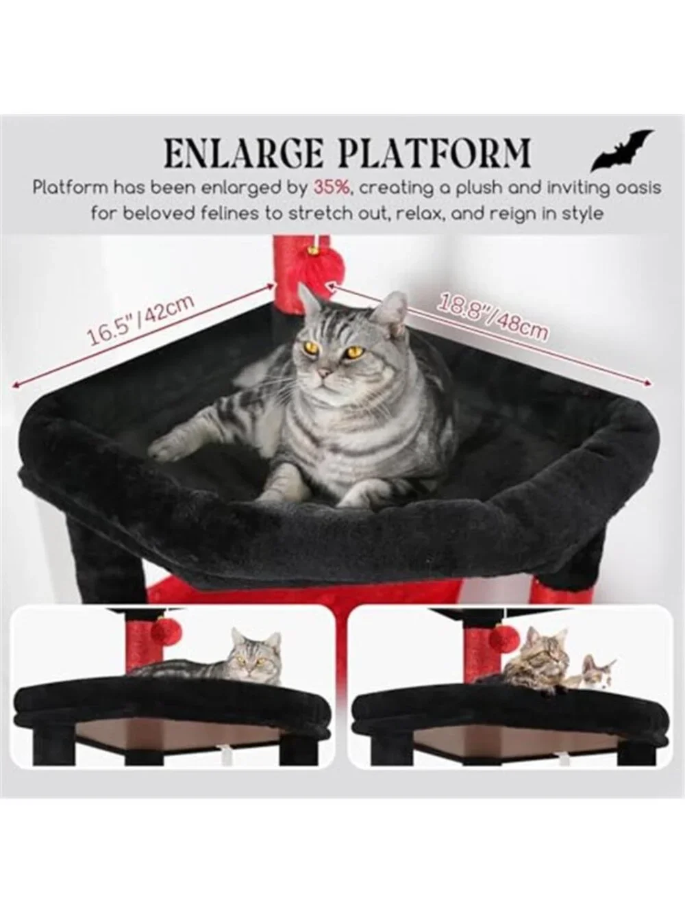 65 Inches Gothic Sturdy Cat Tree Cat Tower with Scratching Post